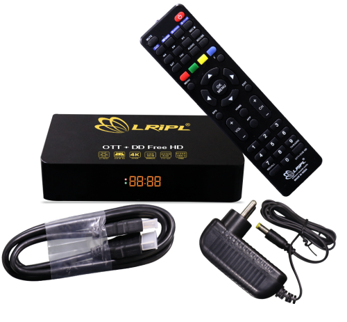 LRIPL 2-in-1 Smart Hybrid TV Box with DD Free Dish HD (OTT+DVB S2) 2GB RAM,32GB ROM Version 10 1000+ Android Apps Support and 100+ Free to Air Channels Support