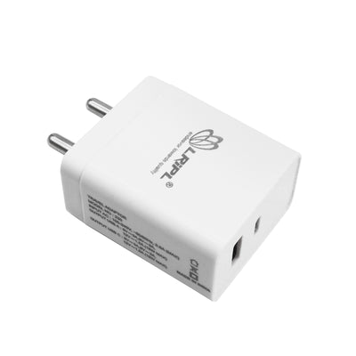 LRIPL Wall Charger 18W QC-PD Dual Port USB Type A + Type C Fast Charging  Travel Adapter