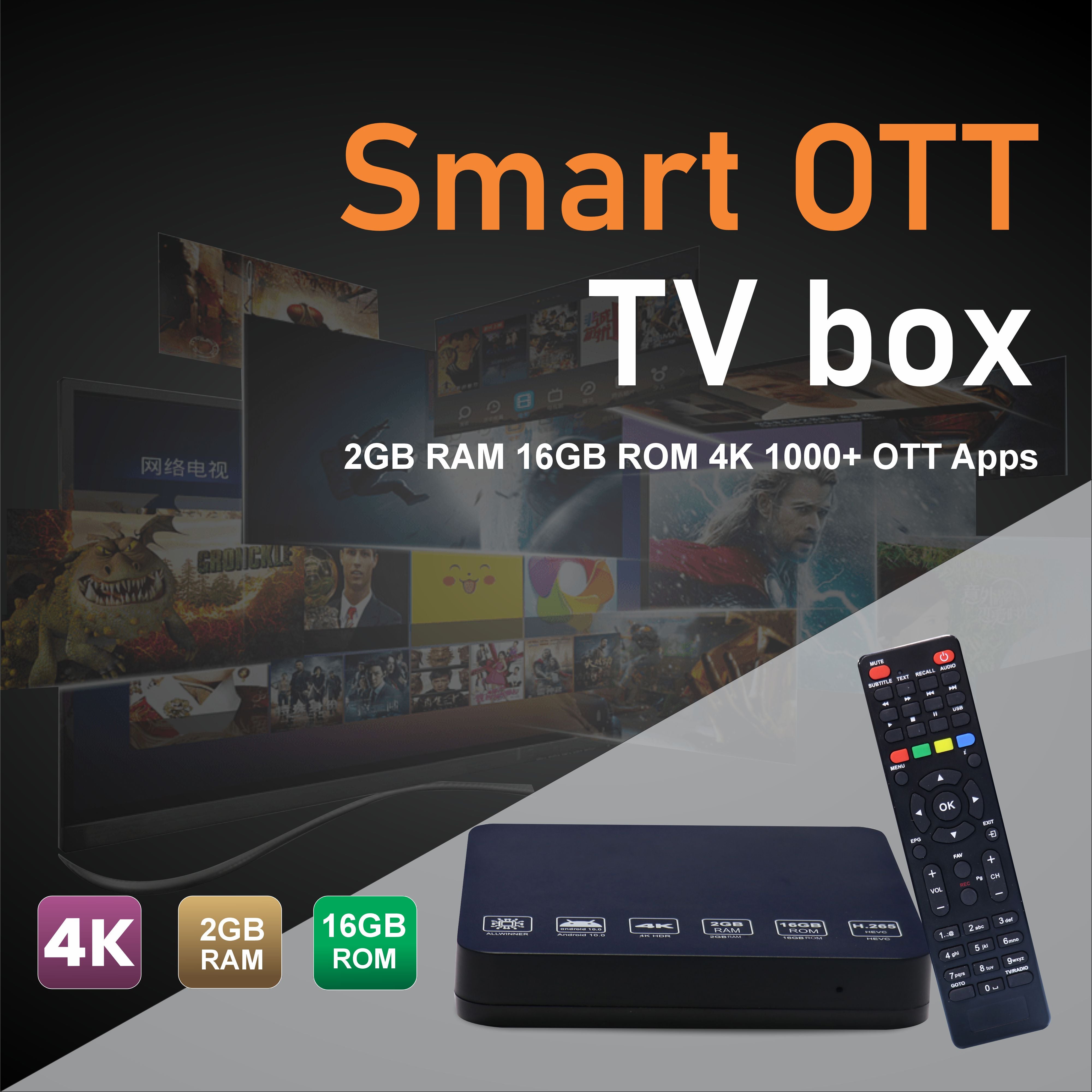 LRIPL Smart TV Box based on Android 10 with 2GB RAM, 16GB ROM, 4K, 100